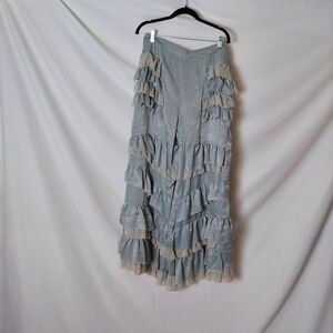 Elegant Light Mint Green Tiered Ruffled Pants